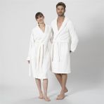 Chakra Solıd Bambu Unısex Bornoz - Ekru