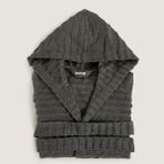 Chakra Waved %100 Pamuk Unısex Bornoz Antrasit - S - M