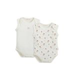 Chakra Woodland Ekru Baskılı Pamuklu Unisex Bebek 2'li Body Seti