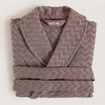 Chakra Zigzag %100 Pamuk Unısex Bornoz Lila - L - XL