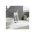 Chalybes Paslanmaz Çelik Tezgah Üstü Diş Fırçalık - Modern Geometrik Banyo Düzenleyici Gümüş Gri