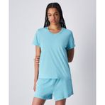 Champion 117728-BS184 Mineral Dye SS Tee Mavi Kadın T-Shirt