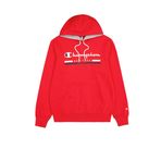 Champion Baskılı Kapüşonlu Sweatshirt, Erkek, Kırmızı, XL