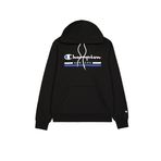 Champion Baskılı Kapüşonlu Sweatshirt, Erkek, Siyah, S