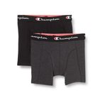 Champion Core 2'li Paket Boxer, Erkek, Siyah ve Koyu Gri Melanj, S