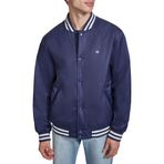 Champion Erkek Logo Çizgili-Trim Varsity Ceket, Peacoat, M
