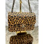 Chanll Model Marka Çanta - 30*20 - Altın - Leopar