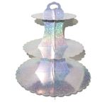 Chanseen Glitter 3 Katmanlı Yuvarlak Karton Cupcake Standı Yanardöner Cupcake Tutucu Stand Fincan Kek Kulesi Doğum Günü Düğün Her Türlü Parti için Stand (Gümüş)