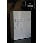 CHANZA HOME Beyaz Tekli Kutu Kurdeleli Beyaz Sert Hediye Kutusu Damat Gelin Çeyiz Bohça Kutusu 34x24x12