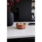 Chanza Home Büyük Boy Kahve Deri Detaylı Mum Pudra Kokulu Mum 13,5x7,5 cm - Kahverengi