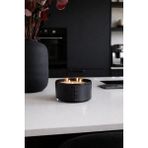 Chanza Home Büyük Boy Siyah Deri Detaylı Kase Mum Pudra Kokulu Mum 13,5x7,5 cm
