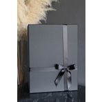 CHANZA HOME Büyük Boy Tekli Siyah Sert Kaliteli Kurdeleli Hediye Kutusu Damat Gelin Bohça Kutusu 44x32x16