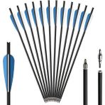 Chaoduo Shop 12 Adet Mavi Stil Tatar Yayı Karbon Okları 20 '' Okçuluk Ok Kanatları Paslanmaz Çelik Cıvata Arbalet Çekimi Için Ok Ucu Avcılık (Yurt Dışından) - Renkli
