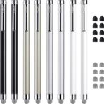 ChaoQ Dokunmatik Ekranlar için Stylus Kalemler, 8 Adet Değiştirilebilir Ağ Ucu ve 8 Değiştirilebilir Kauçuk Uçlu (Gümüş, Siyah, Beyaz, Şampanya) ile 8 Adet Mesh Fiber Kapasitif Stylus Kalem