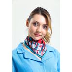chaqpell Kadın Yaprak Desenli Kırmızı Vegan Ipek Fular Bandana