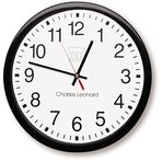 Charles Leonard Duvar Saati, 35,72 cm Kadranlı 35,72 cm İnce Çizgili Kuvars, Siyah/Beyaz (76820)