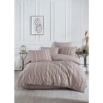 Charlotte Bella Gold Natural Çift Kişilik Pamuklu Nevresim Takımı (Çarşafı Lastikli) - Vizon - 200 x 220 cm