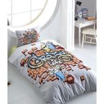 Charlotte Crazy Life 160x220 cm Gri Tek Kişilik Nevresim Takımı