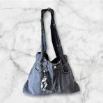 Charm Detaylı Denim Omuz Çantası - Gri