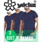 Charm Yıldız 3'lü Erkek Organik Bambu Kumaş Serin Tutan Terletmeyen T-Shirt - Lacivert - 400