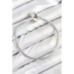Charm Zirkon Taşlı Yoncalı Kadın Bileklik (Gümüş Renk)