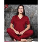 Charme Kadın Milan Gömlek Yaka Kısa Kol Pijama Takımı P300/223- 1 Adet Kırmızı-L