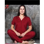 Charme Kadın Milan Gömlek Yaka Kısa Kol Pijama Takımı P300/223- 1 Adet Kırmızı-XL