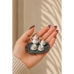 CharmFancy 1:12 Ölçek Çay & Kahve Fincan Tepsi Otantik Set Diorama Dollhouse Bebek Ev Eşya Obje Maket Minyatür Aksesuar