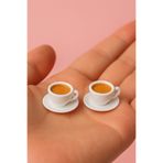 CharmFancy 2'Li Kahve Fincanı Fincan– Bebek Evi Mini Minyatür Aksesuar ve Diorama Dollhouse Telefon Süsü