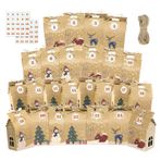 CHARMGIFTBOX Ev şeklinde kağıt hediye kutuları, çıkartmalı Noel takvimi kutusu, parti aksesuarı, şekerleme ve şekerleme kartonu, bisküvi ambalajları, 50 adet