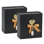 CHARMGIFTBOX Kapaklı hediye kutuları, 22,9 x 22,9 x 7,6 cm, 2 adet, kurdeleli küçük siyah hediye kutusu, festival, yıl dönümü, nikah şahitleri, teklif için sıra dışı hediye kutusu