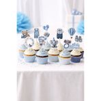 Charmira Store Erkek Bebek Cupcake Süsü 10+2 Adet Mavi Baby Shower Diş Buğdayı Parti Seti