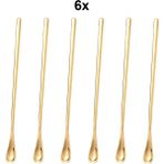 Chavin 304 Çelik 6 Adet 19 cm Kokteyl Kahve Latte Karıştırma Barmen Kaşığı CIN758SR-6 - Altın