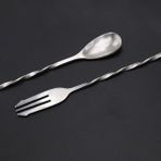 Chavin 304 Çelik 6 Adet 32 cm Çift Başlı Kokteyl Karıştırma Barmen Kaşığı CIN582-6 - Gri