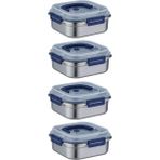 Chavin 4 Adet Ince Çelik 1250 ml Kilitli Yemek Et Buzdolabı Beslenme Saklama Kabı MT106 - 1,8 ml - Gri