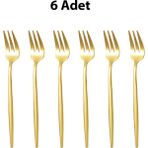 Chavin 410 Çelik 6 Adet Gold Renk Tatlı ve Meyve Çatalı CIN611SR-6