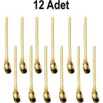 Chavin Çelik 12 Adet 15,5 cm Gold Kahve Latte Meyvesuyu Kokteyl Barmen Kaşığı