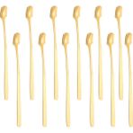 Chavin Çelik 17 cm Gold 12 Adet Uzun Kahve ve Smoothie Karıştırma Kaşığı CIN577SR-12 - Sarı