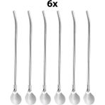 Chavin Çelik 6 Adet 22 cm Kokteyl Kahve Latte Karıştırma Barmen Kaşığı CIN759BY-6 - Gri