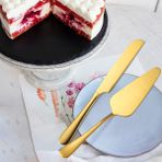 Chavin Çelik Gold Pasta Spatula Bıçak Seti 2 Parça Paslanmaz Çelik Kek Sunum İçin