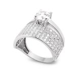Chavin CP78-17 1 Carat Tek Taş ve Yarım Tur Taşlı Gümüş Yüzük