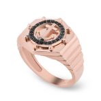 Chavin DB86-19 Rose Siyah Taşlı Dümen ve Çapa Erkek Gümüş Yüzük