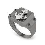 Chavin DB89-19 Siyah Rodyum Beyaz Çapa Erkek Gümüş Yüzük