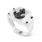 Chavin DB91-25 Siyah Rodyumlu Çapa Erkek Gümüş Yüzük