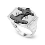 Chavin DB92-19 Siyah Rodyumlu Çapalı Erkek Gümüş Yüzük