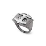 Chavin DB93-18 Çapalı Siyah Rodyum Erkek Gümüş Yüzük