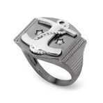 Chavin DB93-19 Çapalı Siyah Rodyum Erkek Gümüş Yüzük