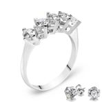 Chavin DH12-11 1 Carat Beştaş Gümüş Yüzük ve Küpe