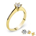 Chavin DN09SR-13 0.45 Carat Zirkon Tek Taş Gümüş Yüzük