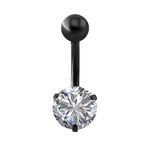 Chavin DP46 Beyaz Taşlı Siyah Çelik Göbek Piercing